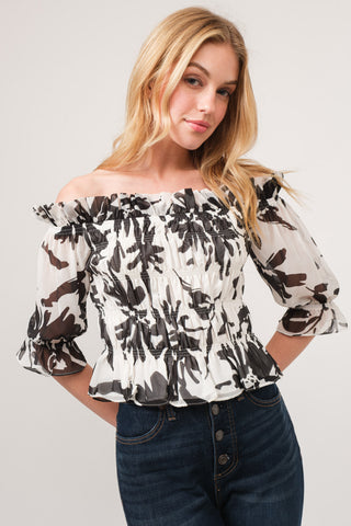 BLUSA OFF SHOULDER FLOREADA
