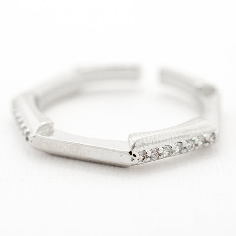 ANILLO  RODIO GOLDEN HEXAGONO