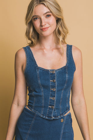 BLUSA CORSET ABOTONADO MEZCLILLA