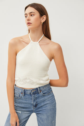 BLUSA HALTER TEJIDO