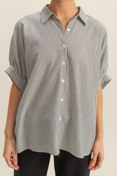CAMISA ABOTONADA RAYAS MANGA CORTA