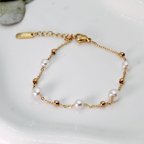 PULSERA CADENA Y PERLAS
