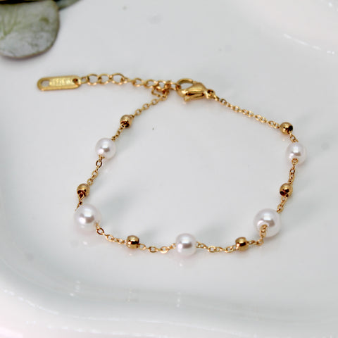 PULSERA CADENA Y PERLAS