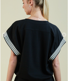 BLUSA MANGA CUADRICULADA