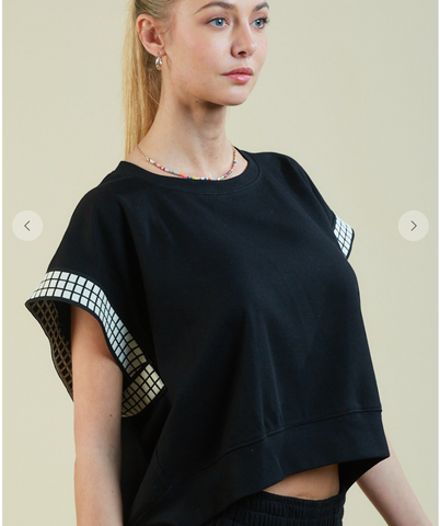BLUSA MANGA CUADRICULADA