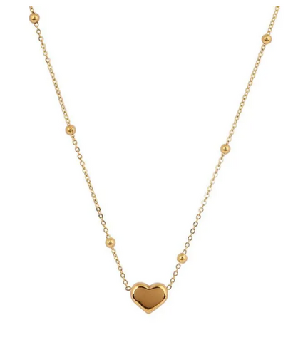 COLLAR CORAZON Y BOLITAS