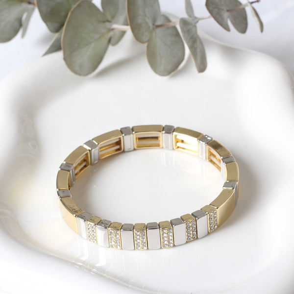 PULSERA BICOLOR BARRAS ZIRCONIAS