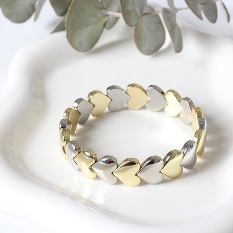 PULSERA BICOLOR CORAZONES