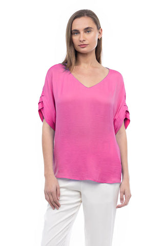 BLUSA SATINADA DETALLE MANGAS