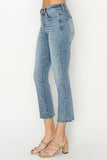 MID RISE RAW EDGE HEM STRAIGHT JEANS
