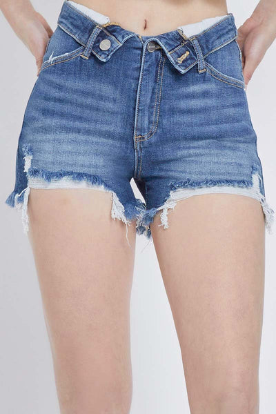 HIGH RISE FOLDED WAIST SHORTS