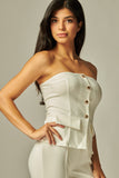 CHALECO STRAPLESS ABOTONADO