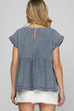 BLUSA DENIM MANGAS TRENZA