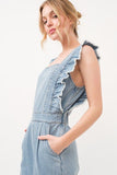 JUMPSUIT RUFFLED DENIM