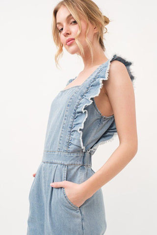 JUMPSUIT RUFFLED DENIM